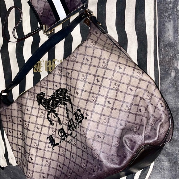 L.A.M.B. Gwen Stefani Black Leather & Canvas Tote Bag w/ Wallet. Vintage Y2K - Picture 16 of 16